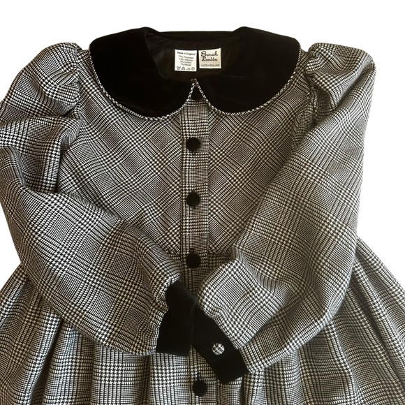 Sarah Louise England childs dress houndstooth Peter Pan Collar sz 6 black white - Picture 7 of 14